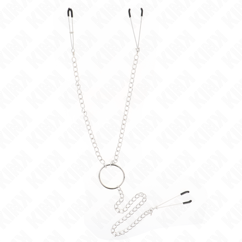 KINK - POTRÓJNE ZACISKI NA SUTKI I ŁECHATKĘ Z ŁAŃCUSZKIEM MODEL 1