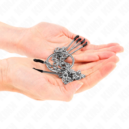 KINK - POTRÓJNE ZACISKI NA SUTKI I ŁECHATKĘ Z ŁAŃCUSZKIEM MODEL 1