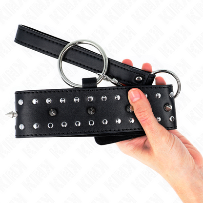 KINK - NASZYJNIK ZE SMYCZKĄ 65 CM ZE SREBRNYMI ĆWIEKAMI MODEL 1 REGULOWANY 36-43 CM X 5 CM