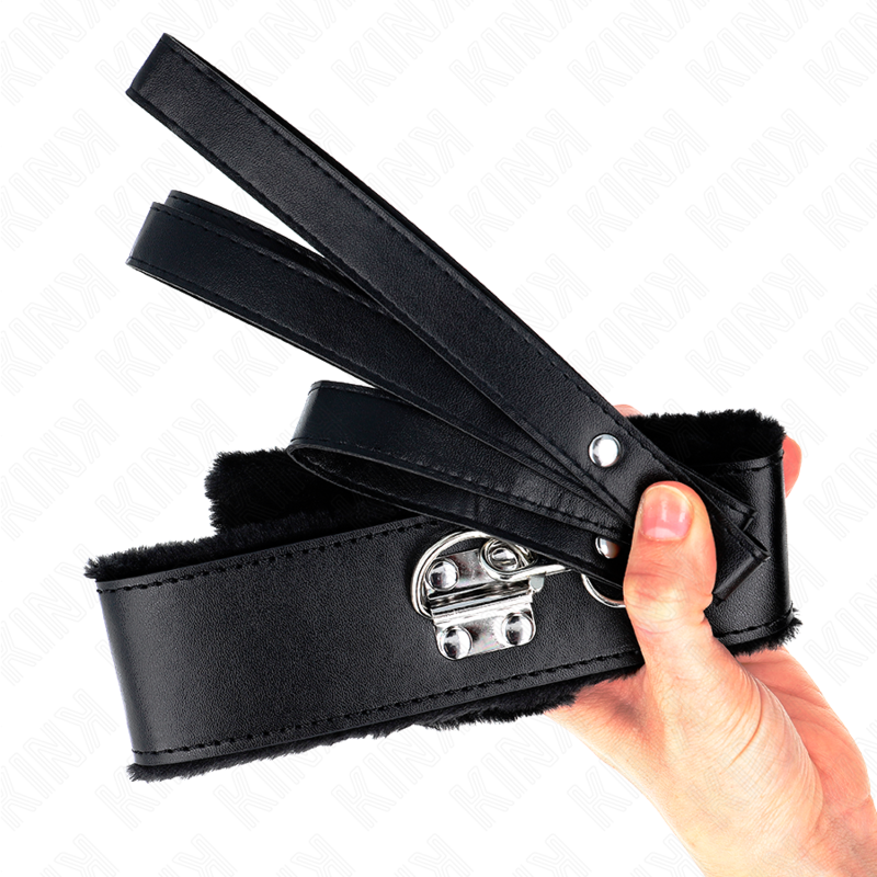 KINK - NASZYJNIK ZE SMYCZKĄ 116 CM ZE SREBRNYMI ĆWIEKAMI MODEL 4 CZARNY REGULOWANY 40-48 CM X 6 CM