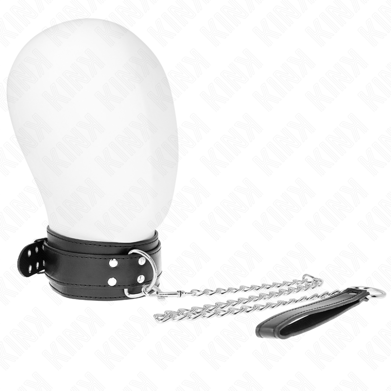 KINK - NASZYJNIK Z PASKIEM 65 CM SREBRNA SPRZĄCZKA REGULOWANA 33-46 CM X 5,5 CM