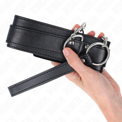 KINK - NASZYJNIK Z PASKIEM 65 CM SREBRNA SPRZĄCZKA REGULOWANA 33-46 CM X 5,5 CM