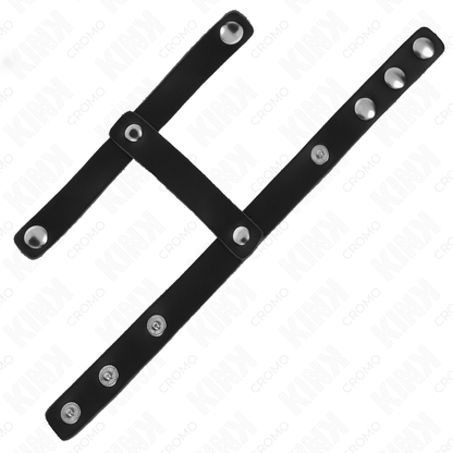 KINK - REGULOWANY SKÓRZANY PIERŚCIEŃ NA PENISA I PASEK ROZDZIELAJĄCY JĄDRA