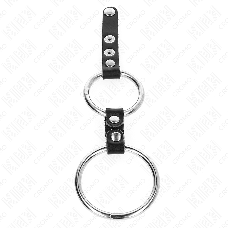KINK - PODWÓJNY PENIS RING 3,8 CM NA 5 CM POŁĄCZONY SKÓRĄ