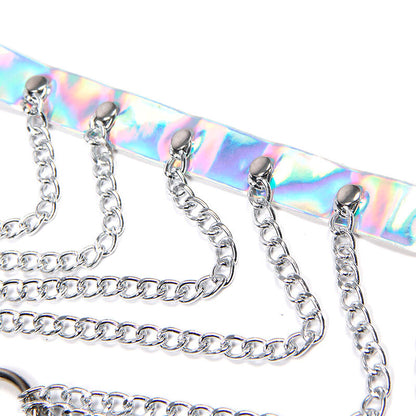 SUBBLIME - 953737 SZELKA PIERSIOWA Z KÓŁKAMI I ŁAŃCUCHAMI SREBRNA JEDNORAZOWY ROZMIAR