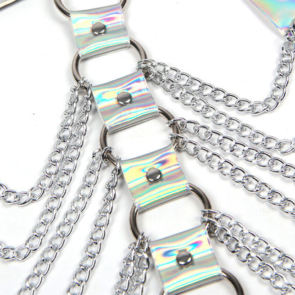 SUBBLIME - 953737 SZELKA PIERSIOWA Z KÓŁKAMI I ŁAŃCUCHAMI SREBRNA JEDNORAZOWY ROZMIAR