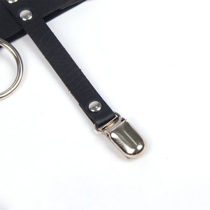 SUBBLIME - 953744 REGULOWANA SKÓRZANA PODWIĄZKA PUNK CZARNA JEDNORAZOWA