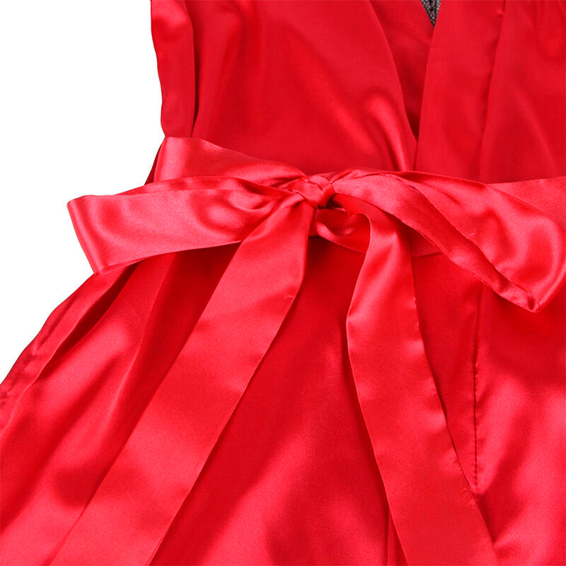 SUBBLIME - 954024 KORONKOWA BLUZKA Z PRZEŹROCZYSTYMI TYŁAMI + STRINGI CZERWONO-CZARNE L/XL