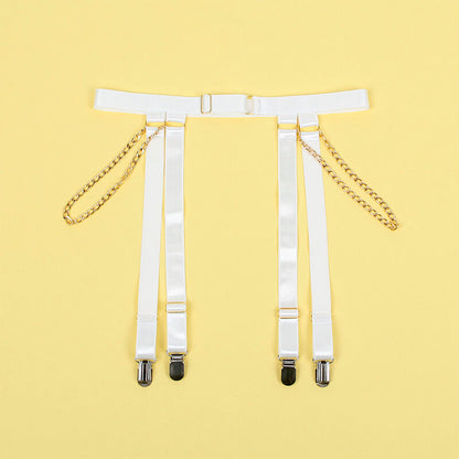 SUBBLIME - 954284 BODY Z ŁAŃCUCHAMI + PAS DO POŃCZOSZKÓW BIAŁE S/M