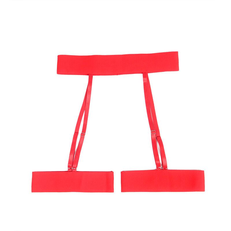 SUBBLIME - 954338 BIUSTONOSZ Z NADRUKIEM SERC + STRINGI + PAS DO POŃCZOSZEK CZERWONY L/XL