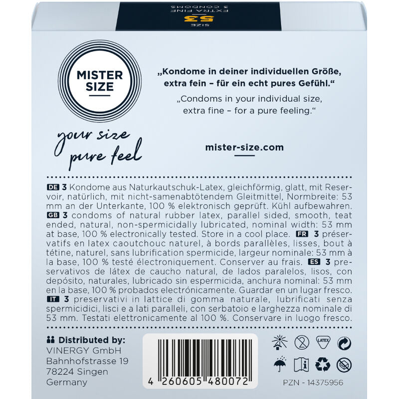 MISTER SIZE - ROZMIAR PREZERWATYWY M 53 MM (3 SZTUKI)