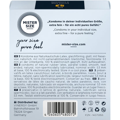 MISTER SIZE - ROZMIAR PREZERWATYWY M 53 MM (3 SZTUKI)