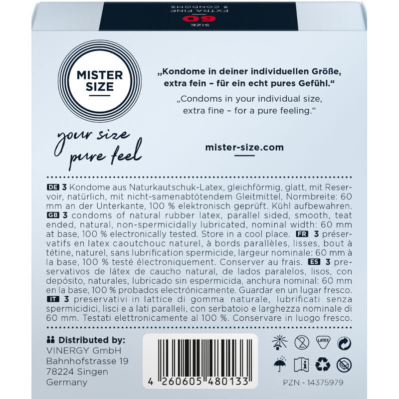 MISTER SIZE - ROZMIAR PREZERWATYWY XL 60 MM (3 SZTUKI)