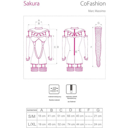 LIVCO CORSETTI FASHION - SAKURA CF 90357 KOMBINEZON + DŁUGIE RĘKAWICZKI + PAS DO POŃCZOSZKÓW CZARNY S/M