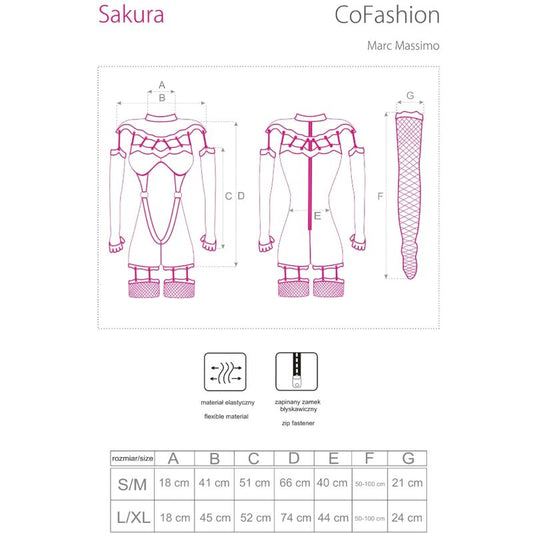 LIVCO CORSETTI FASHION - SAKURA CF 90357 KOMBINEZON + DŁUGIE RĘKAWICZKI + PAS DO POŃCZOSZKÓW CZARNY S/M
