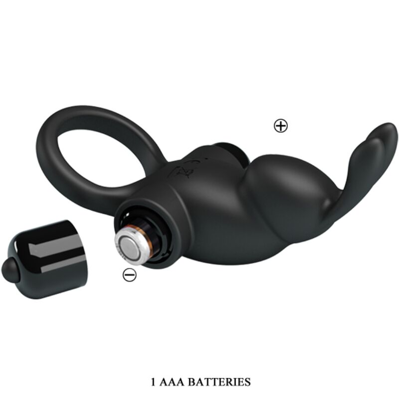 PRETTY LOVE - PIERŚCIEŃ WIBRACYJNY + STYMULATOR ŁECHTACZKI KRÓLIK 10 WIBRACJI CZARNY