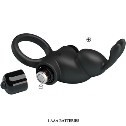 PRETTY LOVE - PIERŚCIEŃ WIBRACYJNY + STYMULATOR ŁECHTACZKI KRÓLIK 10 WIBRACJI CZARNY