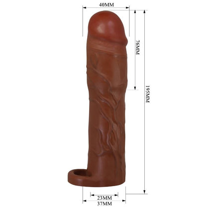 PRETTY LOVE - RĘKAW NA PENIS GERD Z PRZEDŁUŻENIEM 7,6 CM MULATTO