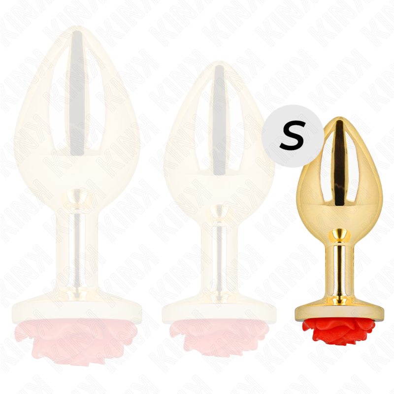 KINK - ZATYCZKA ANALNA ZŁOTA RÓŻA CZERWONA ROZMIAR S