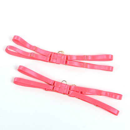 SUBBLIME - 955304 KOMPLET BIUSTONOSZA Z NASZYJNIKIEM I DETALAMI NA NOGACH FLUORESCENCYJNY RÓŻ L/XL