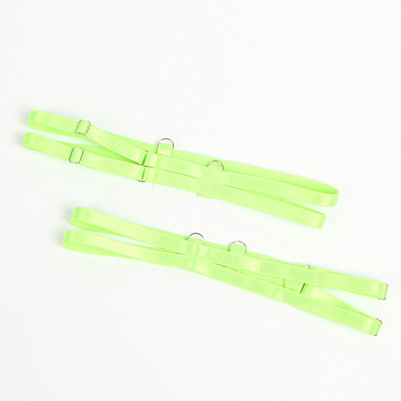 SUBBLIME - 955311 KOMPLET BIUSTONOSZA Z KORONKĄ I PASKAMI DO POŃCZOSZNIC ZIELONY I NIEBIESKI S/M