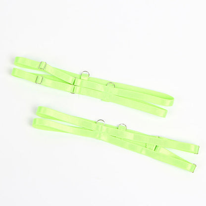 SUBBLIME - 955311 KOMPLET BIUSTONOSZA Z KORONKĄ I PASKAMI DO POŃCZOSZNIC ZIELONY I NIEBIESKI S/M