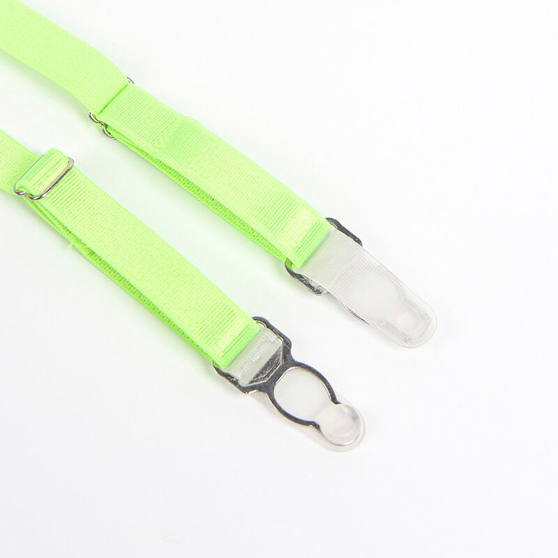 SUBBLIME - 955311 KOMPLET BIUSTONOSZA Z KORONKĄ I PASKAMI DO POŃCZOSZNIC ZIELONY I NIEBIESKI S/M