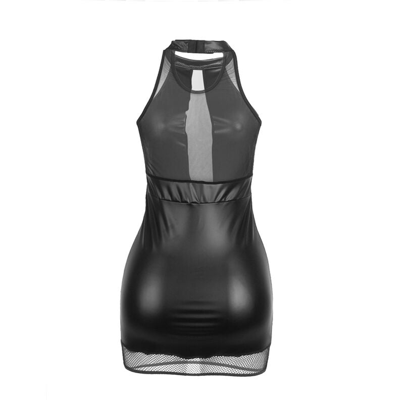 SUBBLIME - 955472 SUKIENKA Z WIĄZANIEM HALTER I PRZEŹROCZYSTOŚCIAMI CZARNA S/M