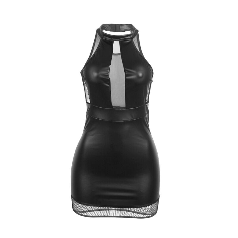 SUBBLIME - 955489 SUKIENKA Z WIĄZANIEM HALTER I PRZEŹROCZYSTOŚCIAMI CZARNA L/XL