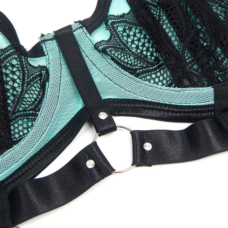 SUBBLIME - 955564 ZIELONY LAKIEROWANY BIUSTONOSZ Z SIATKI NA ZAMEK L/XL