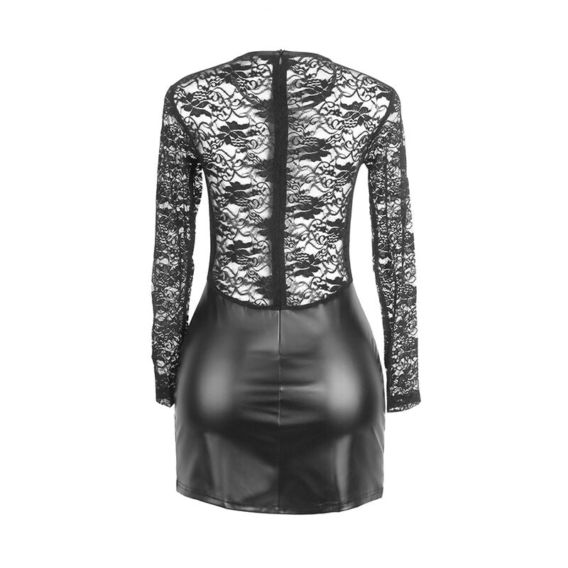 SUBBLIME - 955601 SUKIENKA Z DŁUGIM RĘKAWEM I CZARNĄ KORONKĄ L/XL