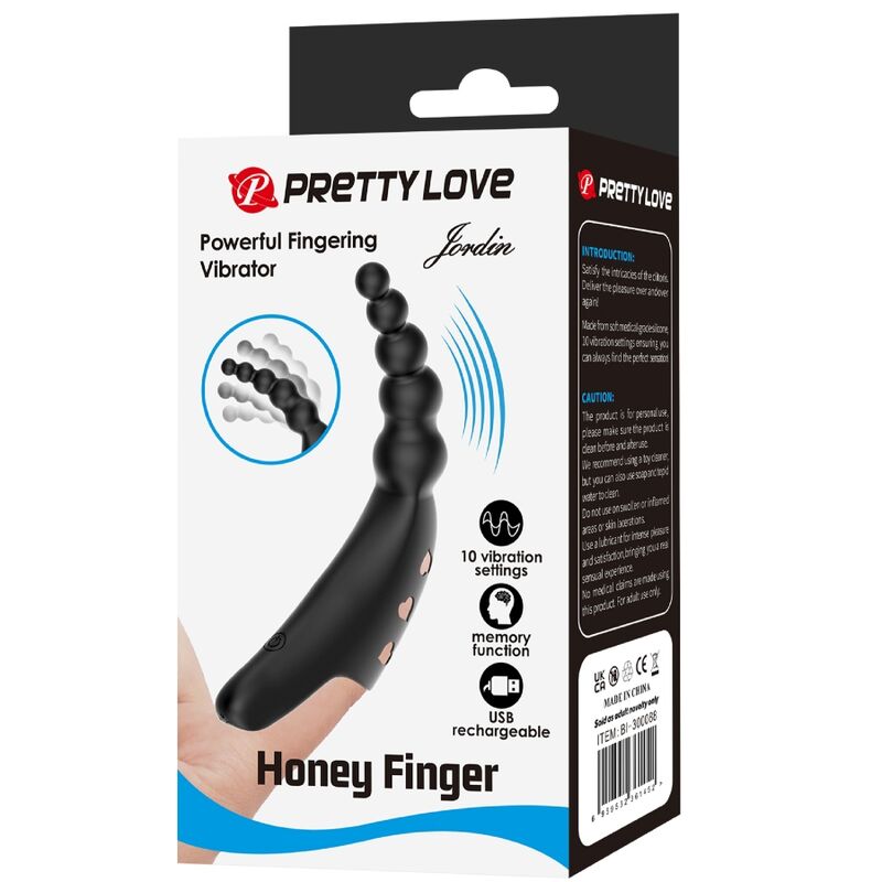 PRETTY LOVE - JORDIN FINGER WIBRATOR 10 WIBRACJI CZARNY