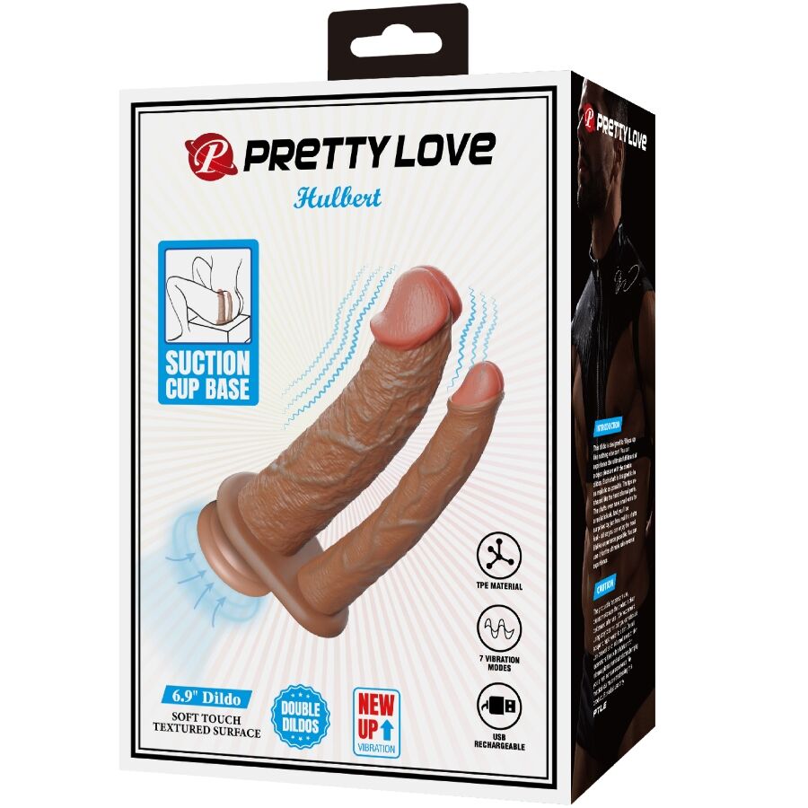 PRETTY LOVE - HULBERT PODWÓJNY REALISTYCZNY DILDO Z WIBRACJĄ MULATO