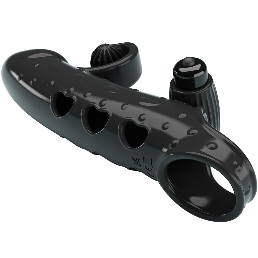 ROMANCE - WIBRACYJNY RĘKAW NA PENISA CZARNY