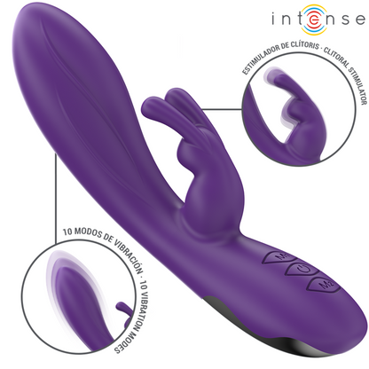 INTENSYWNY - WIBRATOR RANDALL RABBIT 10 WIBRACJI FIOLETOWY