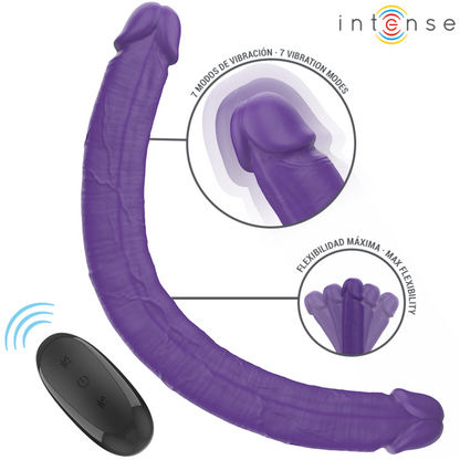 INTENSE - GUNTER DILDO PODWÓJNY WIBRATOR 40 CM FIOLETOWY PILOT