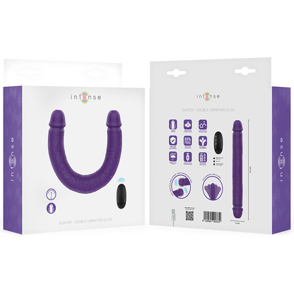 INTENSE - GUNTER DILDO PODWÓJNY WIBRATOR 40 CM FIOLETOWY PILOT