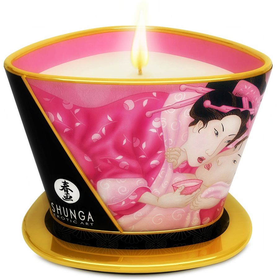 SHUNGA - MINI CARESS BY CANDELIGHT APHRODISIAC ROSES ŚWIECA DO MASAŻU 170 ML
