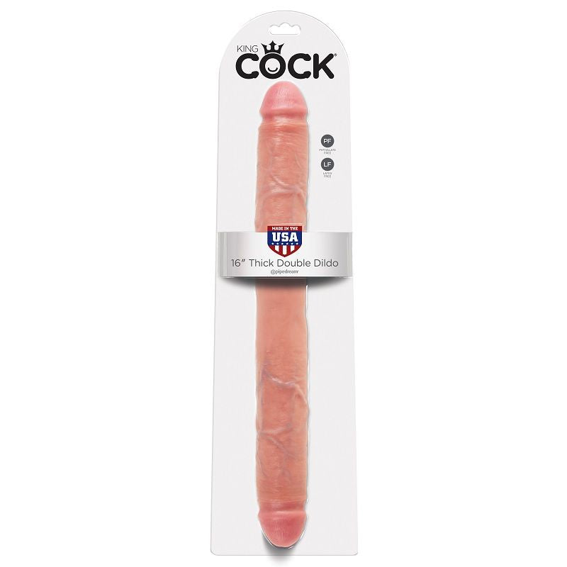 KING COCK - GRUBY PODWÓJNY DILDO MIĘSNY 40,6 CM