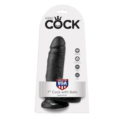 KING COCK - 7 DILDO CZARNE Z JĄDRAMI 17,8 CM