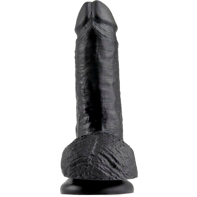 KING COCK - 7 DILDO CZARNE Z JĄDRAMI 17,8 CM