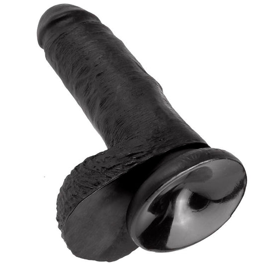 KING COCK - 7 DILDO CZARNE Z JĄDRAMI 17,8 CM