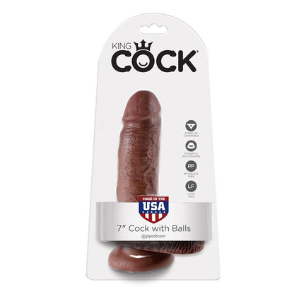 KING COCK - 7 DILDO BRĄZOWY Z JĄDRAMI 17,8 CM