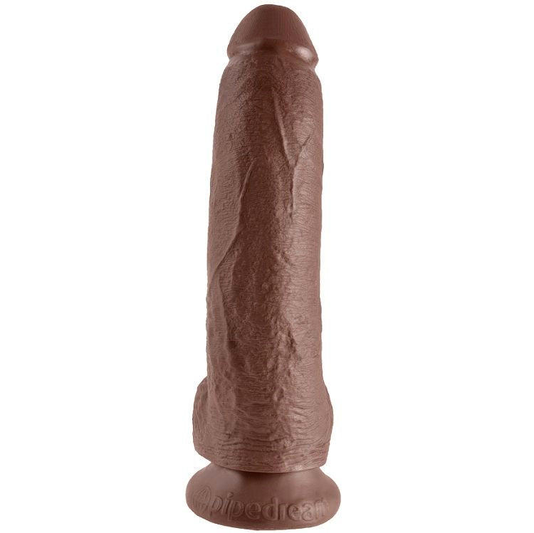 KING COCK - 9 DILDO BRĄZOWY Z JĄDRAMI 22,9 CM
