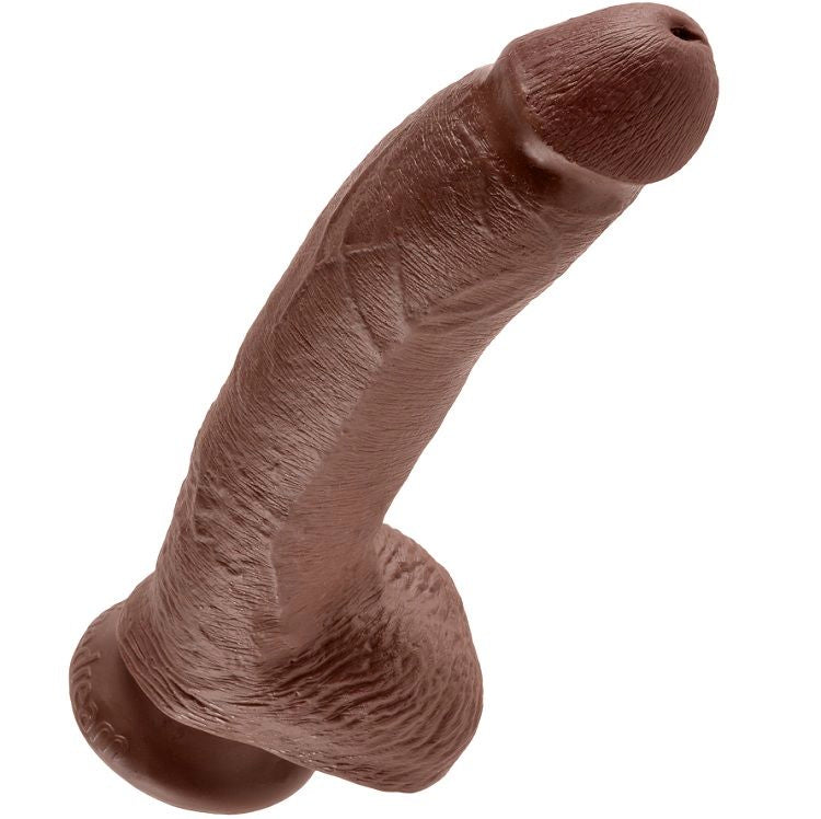 KING COCK - 9 DILDO BRĄZOWY Z JĄDRAMI 22,9 CM