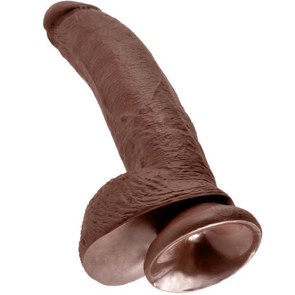 KING COCK - 9 DILDO BRĄZOWY Z JĄDRAMI 22,9 CM