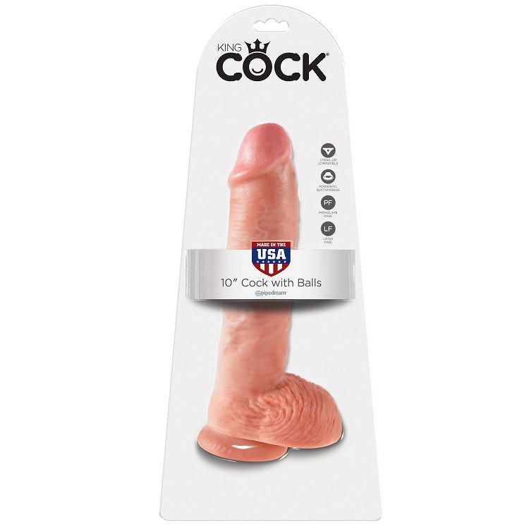 KING COCK - 10 MIĘSNYCH DILDÓW Z JĄDRAMI 26,5 CM