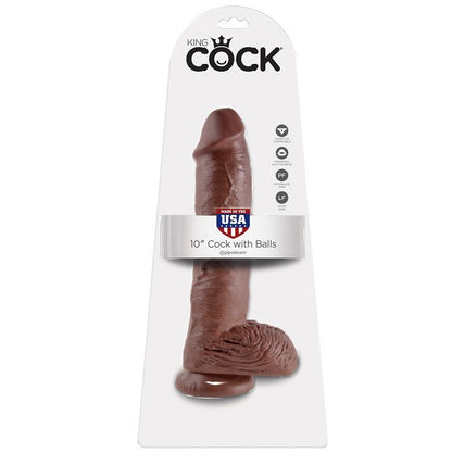 KING COCK - 10 DILDÓW BRĄZOWYCH Z JĄDRAMI 25,4 CM