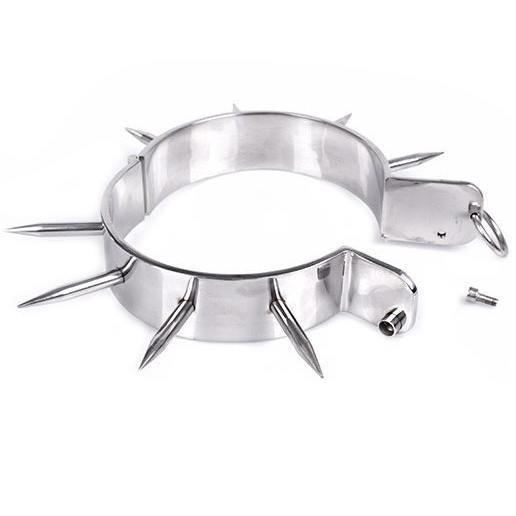 METALOWA TWARDA - OBROŻA BDSM DLA NIEWOLNIKÓW Z PUNKTAMI