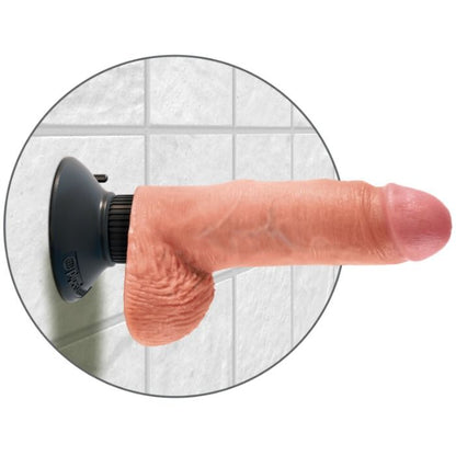 KING COCK - 17,78 CM WIBRACYJNY KUTAS Z JĄDRAMI MIĘSNYMI